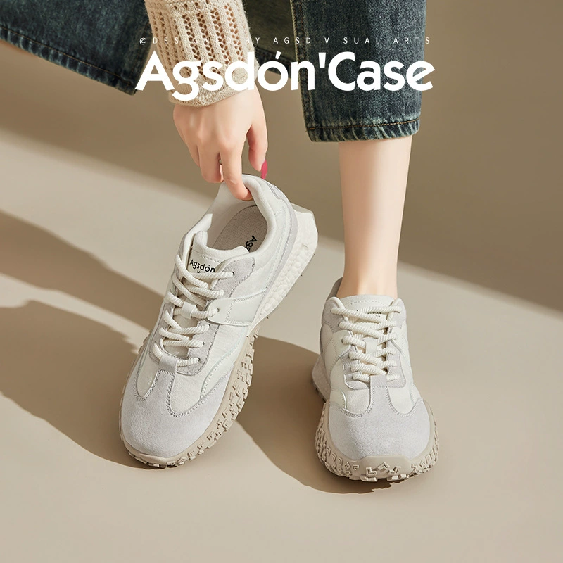 Auguston Arganus обувь женский 2025 новый весенний повседневный балет на толстой подошве морали обувь спортивный папа маленькие белые туфли