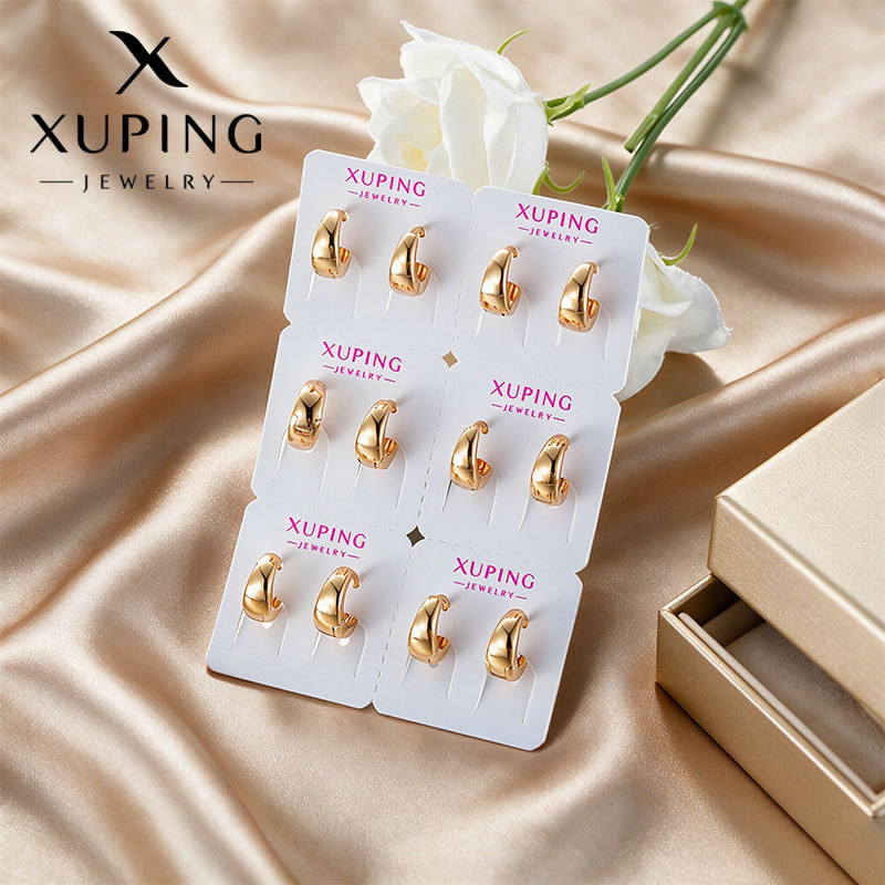 Pendientes de Aleación Xuping con Baño de Oro de 18k y Múltiples Circonitas, Estilo Europeo y Americano, Versátiles y a la Moda para Mujer, Venta al por Mayor