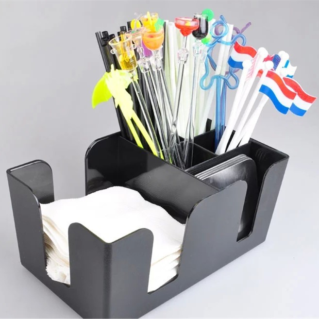Caja de almacenamiento multifuncional, estante de almacenamiento de vasos de papel y pajitas para tienda de té con leche, caja de almacenamiento para bar y cafetería, personalización