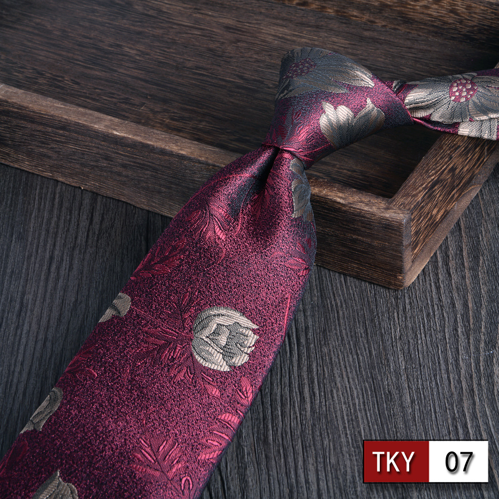 Corbata hombre vestido de negocios profesionales vino rojo novio casamiento Jacquard 8cm mano nueva tendencia spot