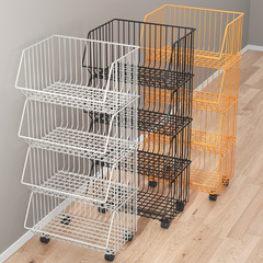 Multifunctional Kitchen Vegetable and Fruit Storage Rack, No-Hole Installation, Multi-Layer Floor Standing Storage Shelf, Storage Basket and Basket