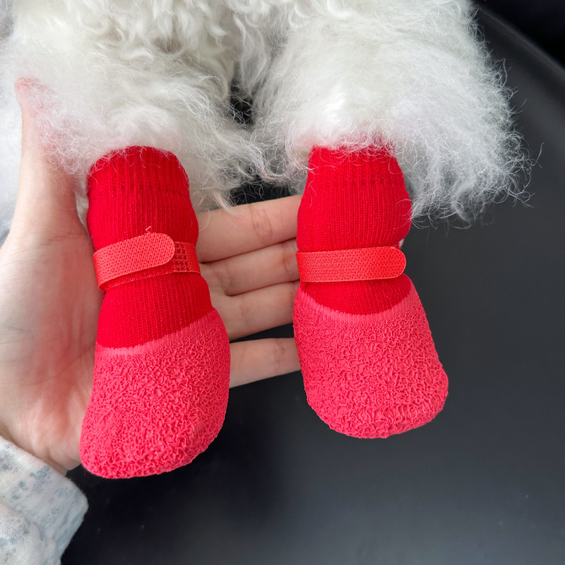 Dog Shoes Teddy Pomeranian Non-Falling Small and Medium-Sized Dog Foot Covers Winter Outdoor Warm Waterproof Anti-Slip Pet Socks