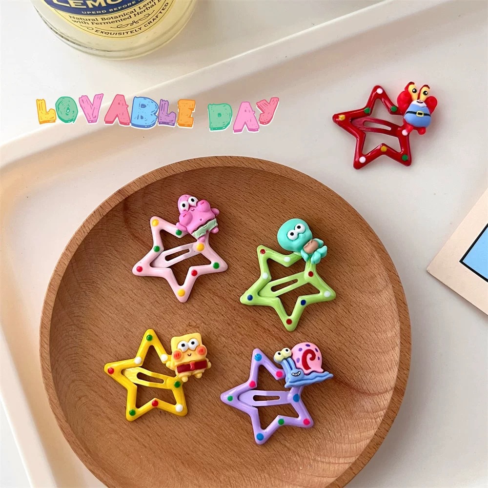 New sweet Korean cartoon star hairpin hair accessories children's spongebob cute cartoon bb clip clip wholesale