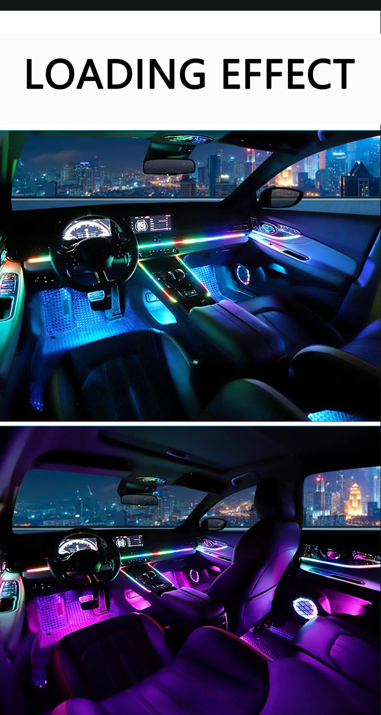 Universal Car Hidden Symphony No-Cut Wire App Dual-Control Interior Ambient Light Led Car Ambient Light