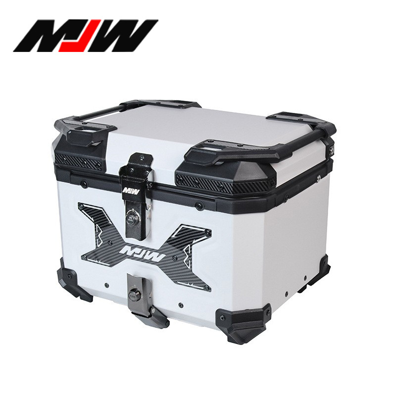 45L elegante baúl blanco de motocicleta a prueba de agua desmontaje rápido caja de almacenamiento de aleación de aluminio caja de cola estampada a prueba de caídas