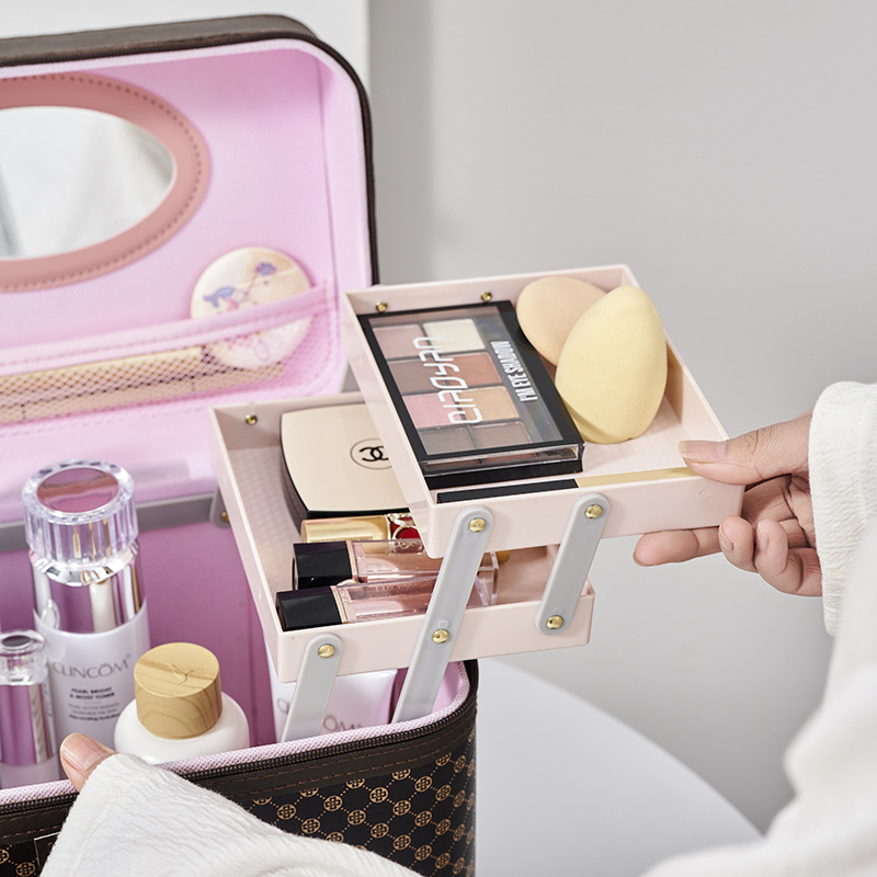 Maleta de Maquillaje de Moda con Compartimentos Interiores, Caja de Almacenamiento de Cosméticos Multifuncional, Maleta de Gran Capacidad, Venta al por Mayor