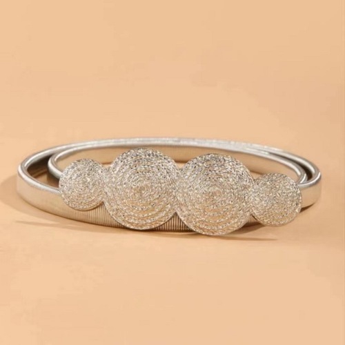 Cross-border European and American fashion women's waist chain casual decorative disc retro texture metal spring elastic waist chain with skirt