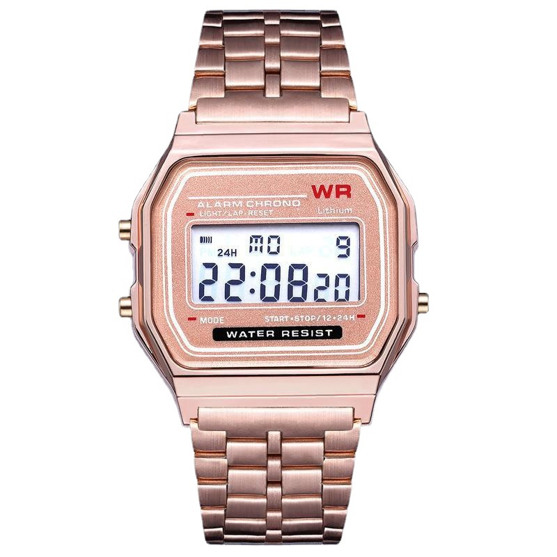 Hombre y mujer estudiante LED reloj electrónico WR F91W correa de acero A159 Harajuku estilo reloj de moda multifunción