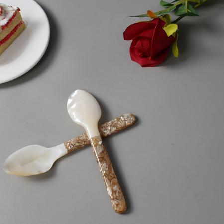 卸売貝殻洋食スプーン、アフタヌーンティー、コーヒー、アイスクリームスプーン、ホテル、ケータリング、食事用貝殻スプーン、軽奢レトロ|undefined