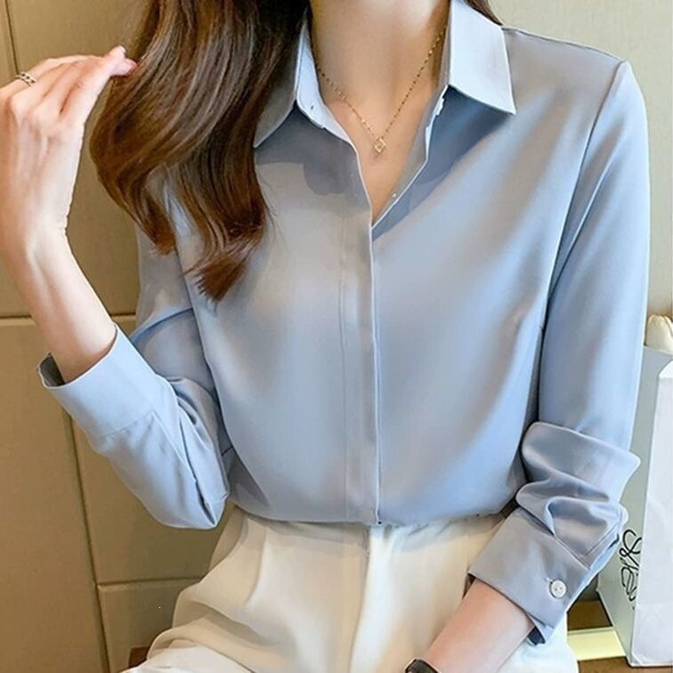 Non-iron shirt, long-sleeved, thin, spring, plus-size, black, women's work shirt, base layer, formal, for college students, wrinkle-resistant