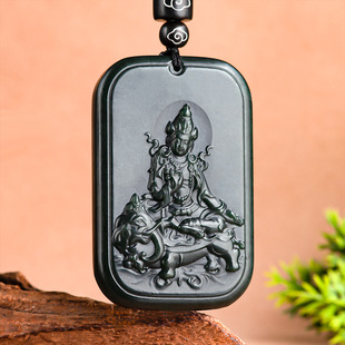 Natural Old Material Hetian Jade Moyu Puxian Guanyin Pendant Zodiac Dragon Snake Guardian God Benmingfo Men's and Women's Pendant