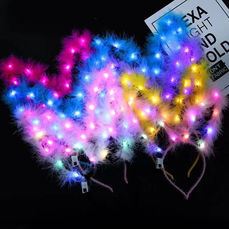 Bar espectáculo atmósfera props luminoso peluche orejas de gato accesorios de cabello zorro bandas de cabello mercado nocturno accesorios de fiesta de suministro