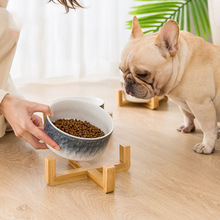 陶瓷猫碗木架固定防打翻大号喂食猫咪狗狗碗宠物用品批发