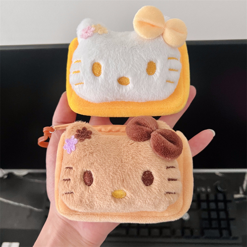 漫画リボン KT 猫ぬいぐるみ小銭入れミニバッグかわいいガーリーハートスクエアポータブルカードホルダー|undefined