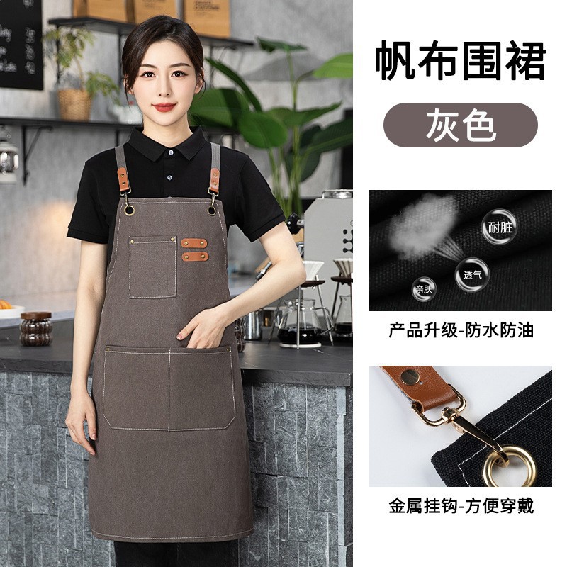 Gran por mayor delantal lienzo a prueba de aceite doméstico té de leche cafetería cocina horticultura ropa de trabajo impresión antisucia un lote
