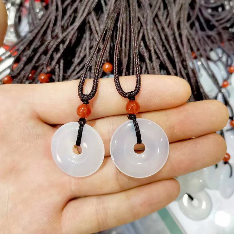 칼세도니 안전 버클(직경 25mm, 두께 5mm) + 검정색 로프