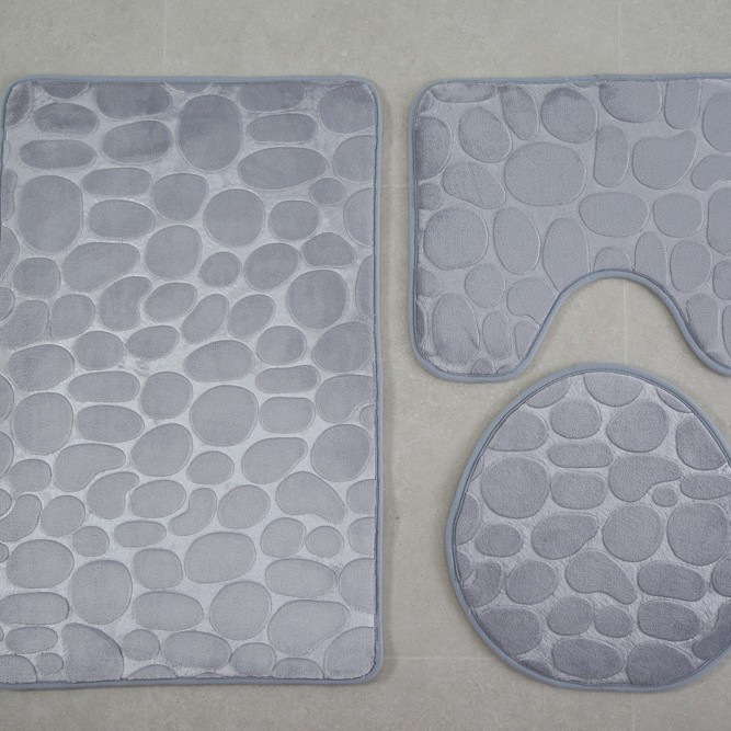Transfronterizo Amazon 3D Pebble inodoro de tres piezas baño absorbente alfombra de piso baño antideslizante alfombra de piso esponja