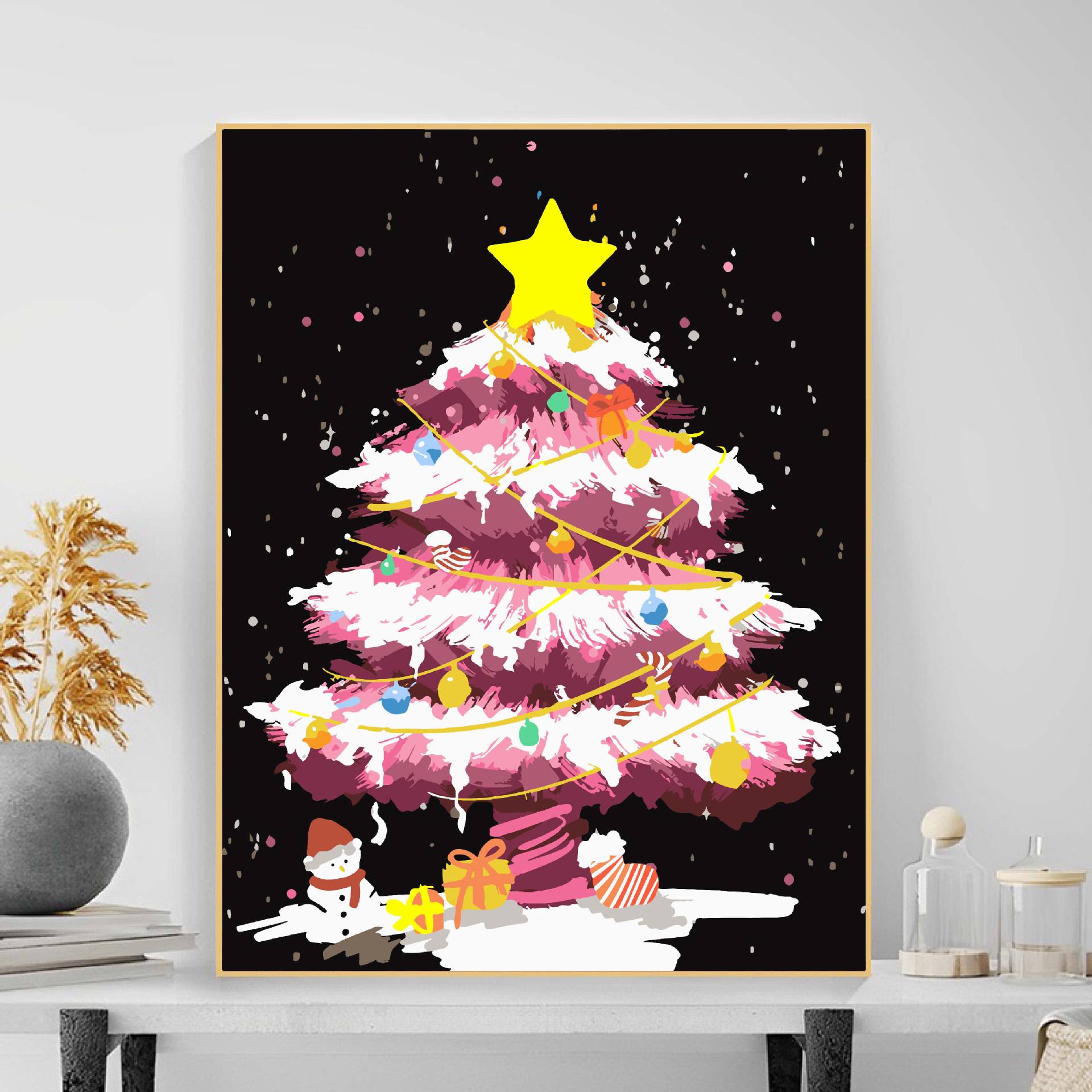 Suministro directo de fábrica bricolaje pintura al óleo digital árbol de Navidad lleno de mano sala de estar dormitorio decoración pintura al óleo acrílico al por mayor