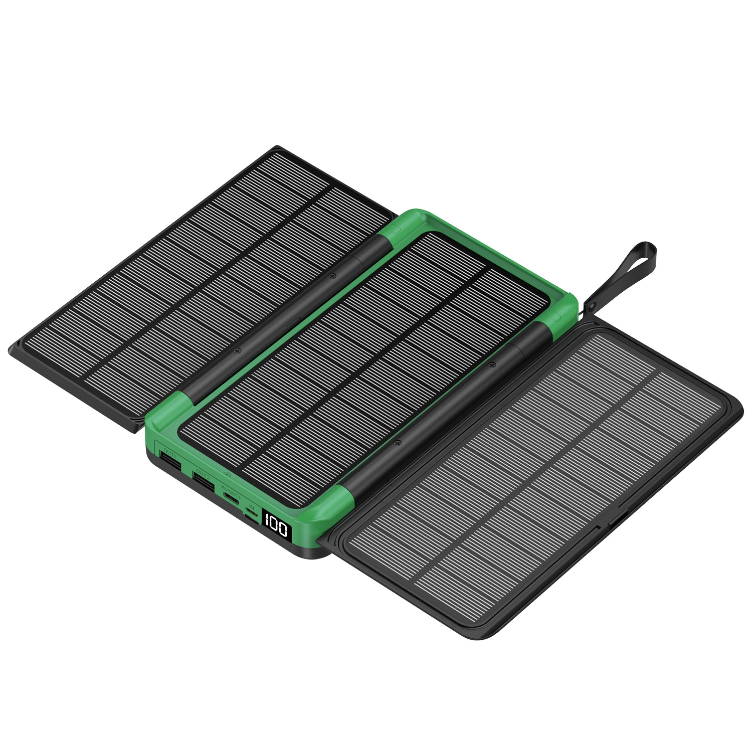 20000mAh Solar Power Bank With Wireless Charging, LED Flashlight & Digital Display - Compact & Portable For Outdoor Travel, Camping, Emergency_voghion.com