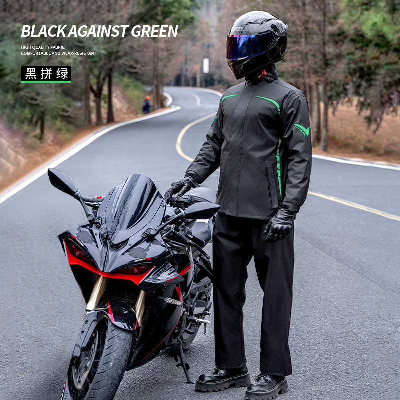 Locomotora chaqueta de lluvia tipo split conjunto a prueba de tormentas motocicleta gruesa alargada locomotora traje de viaje al por mayor tira reflectante