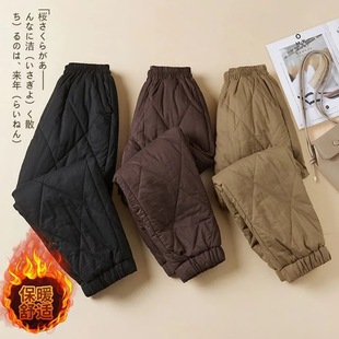 Winter New Arrival Harlan Casual Women's Solid Color Rhombic Strand Windproof Warm Pants Down Cotton Pants Loose Ankle-length Pants
