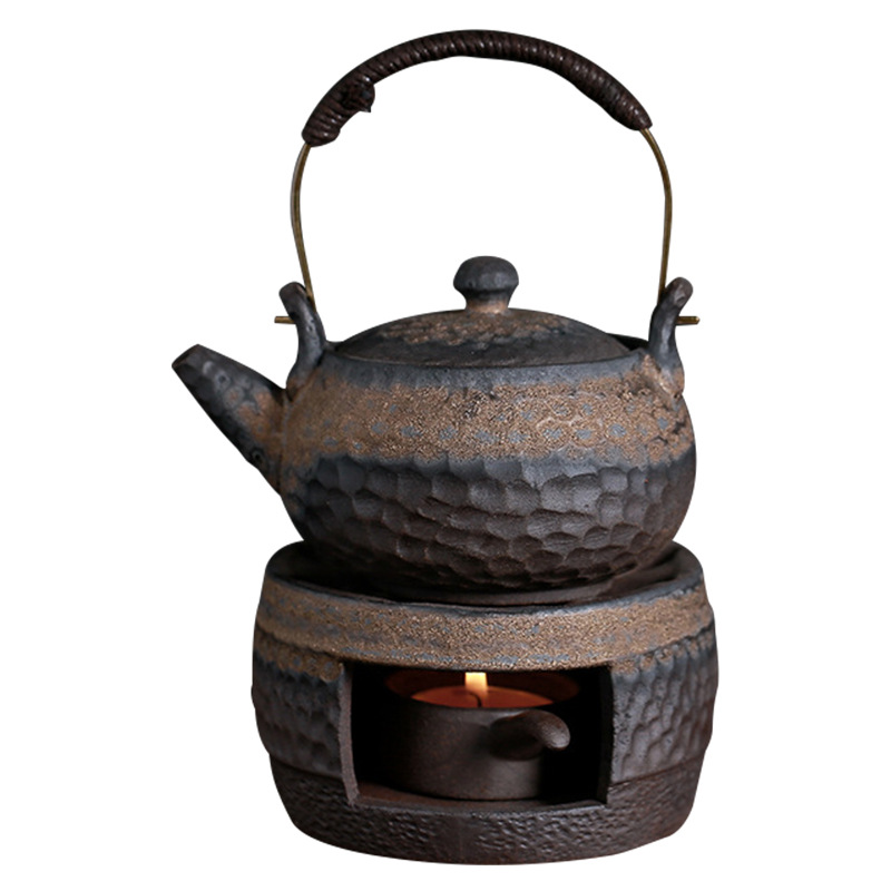 Gres estufa de té caliente japonés hecho a mano vintage té calentador tetera cerámica Kung Fu juego de té caliente traje de té
