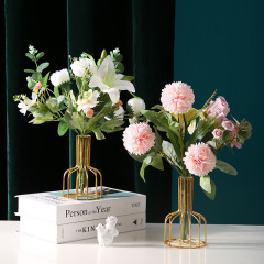 Nordic ironwork minimalist geometric shape vase artificial flowers glass hydroponic living room decoration flower pot decorative item wholesale