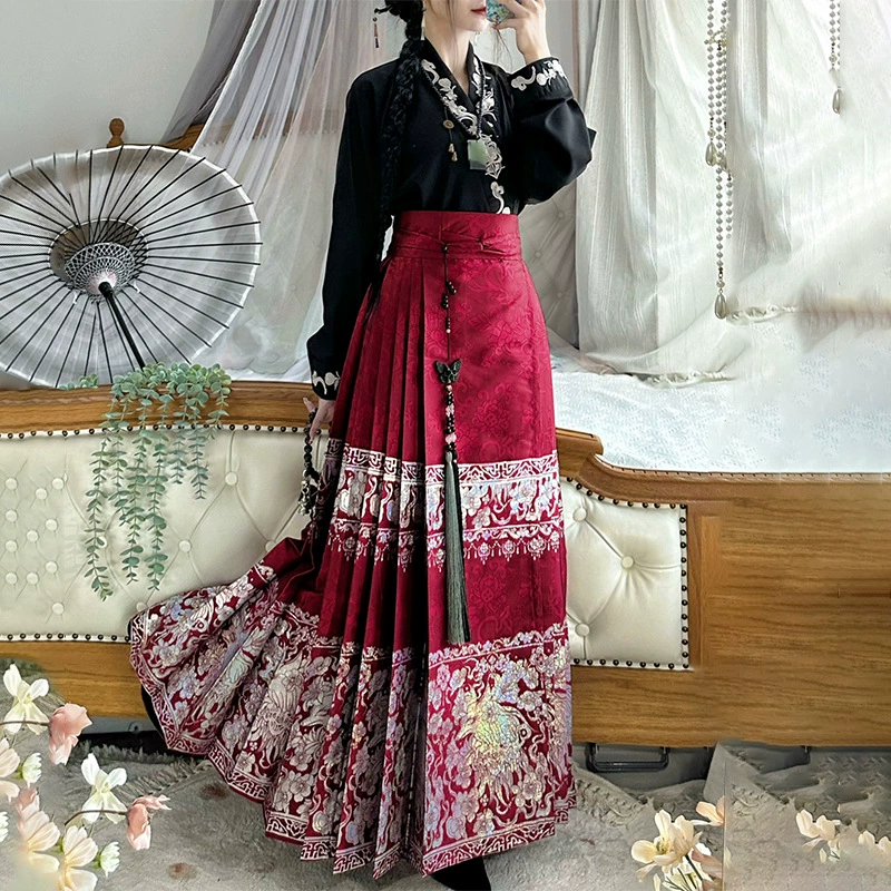 Весна и осень женский жилет в китайском стиле юбка Лисья Фея костюм ханьфу тканый золотой макияж цветок ежедневный пригородный жилет юбка китайский стиль ханьфу