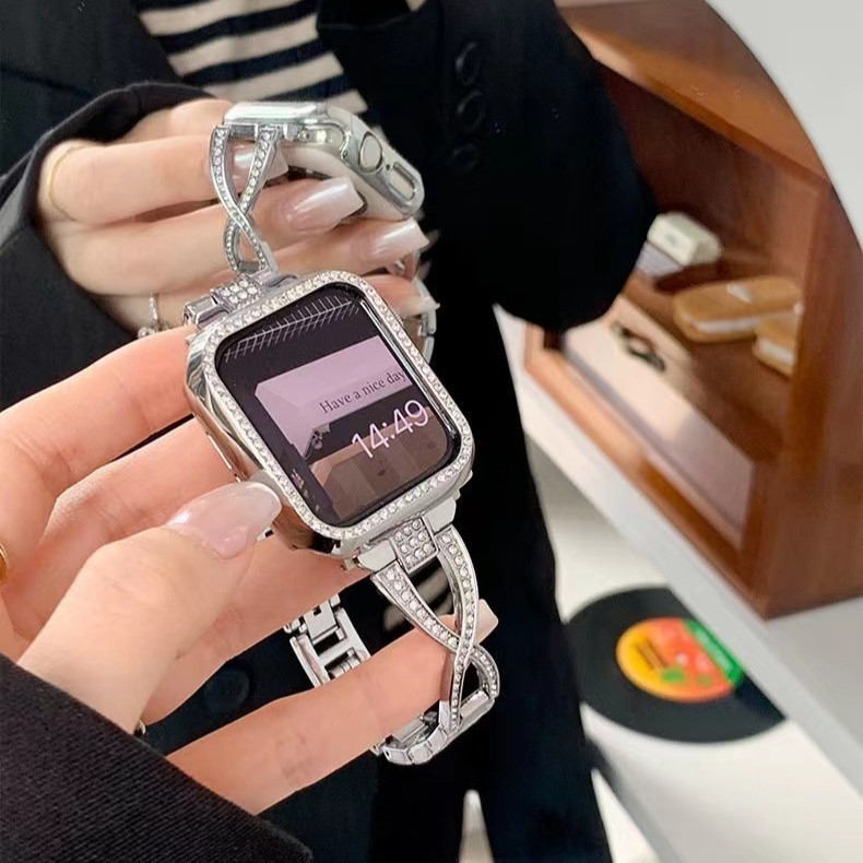 Apple Watch S10 ラージフォークダイヤモンドメタルストラップ AppIewatchS9/8/7/6 ストラップユニバーサルに適しています。|undefined