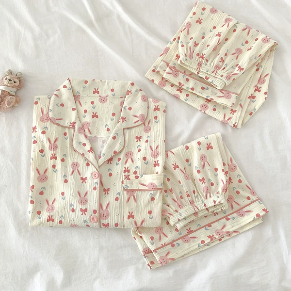 Rabbit with bow, shorts, trousers, with short sleeve