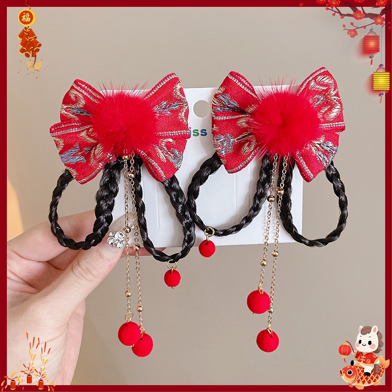 Horquilla Infantil con Borlas Chinas Hecha a Mano para Año Nuevo y Hanfu