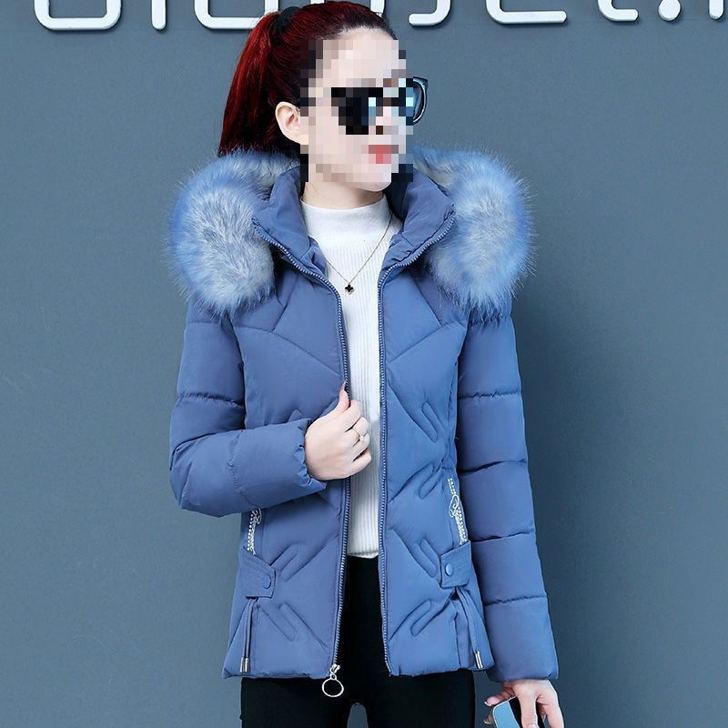 棉服女新款冬季修身显瘦时尚大毛领可拆卸帽子小个子短款女士棉袄