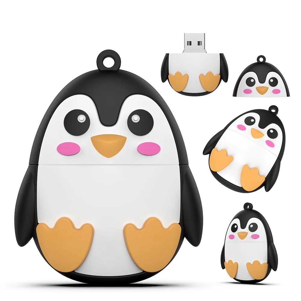 卡通企鹅猪礼品印刷LOGO激光刻字手机OTG笔u盘随身碟