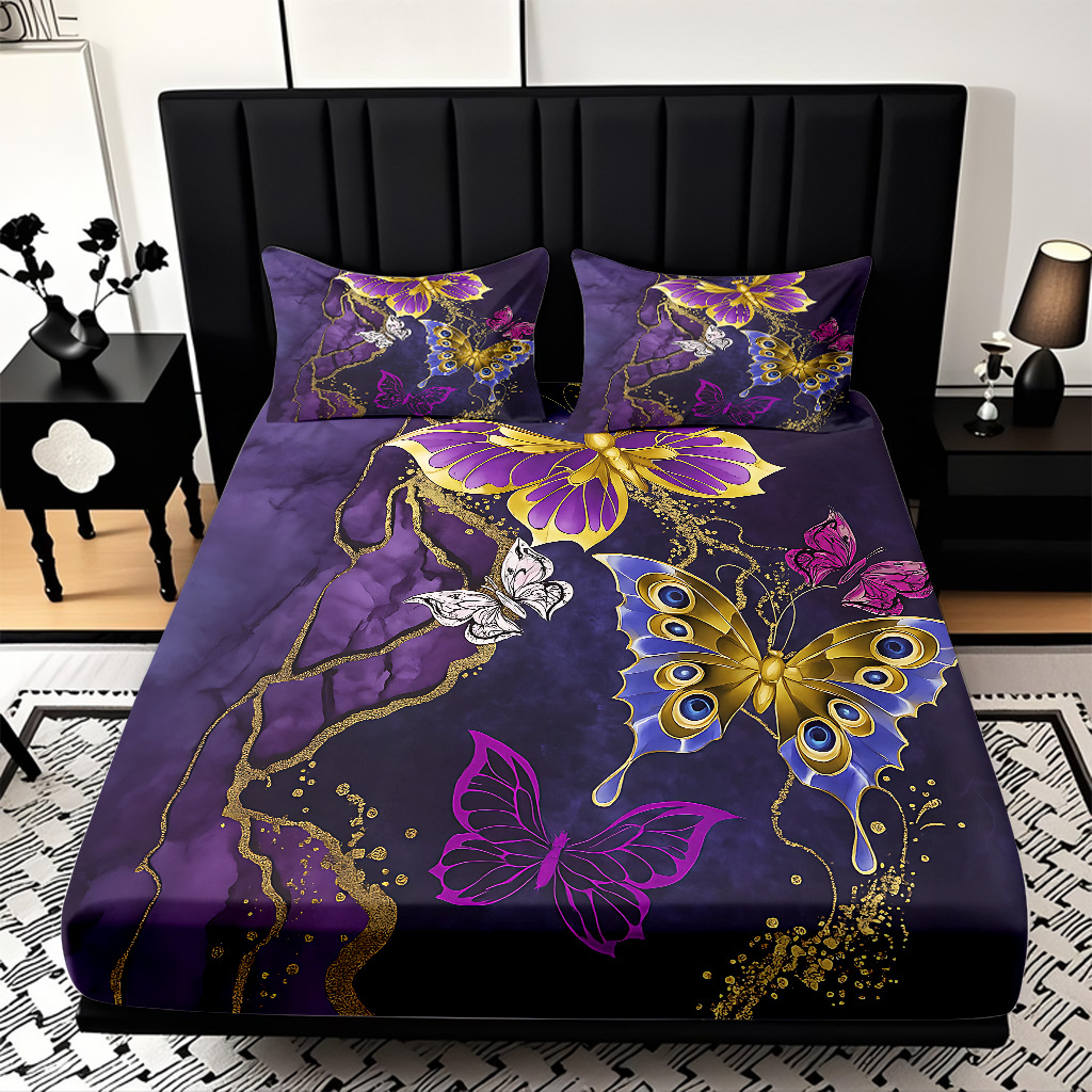 TEMU / JIT transfronterizo varios patrones de mariposa impresión digital de alta definición cama gaza pillow cover kit exclusivo transfronterizo