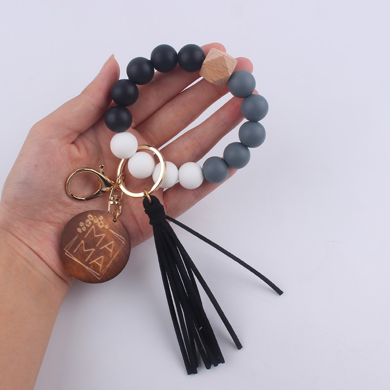 55g Weight Retro Letter Silica Gel Beaded Mother's Day Women's Keychain