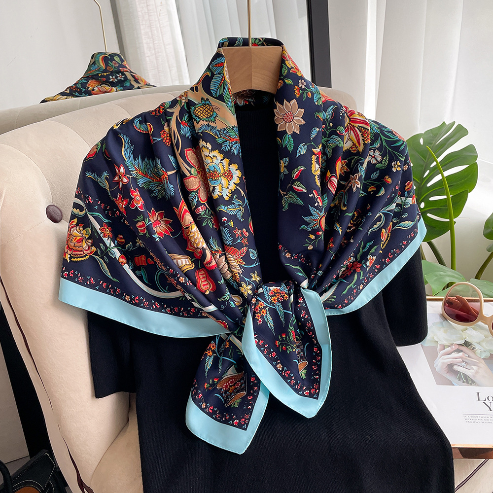 Women's Elegant Tree Leaves Flower Satin Silk Scarf display picture 6