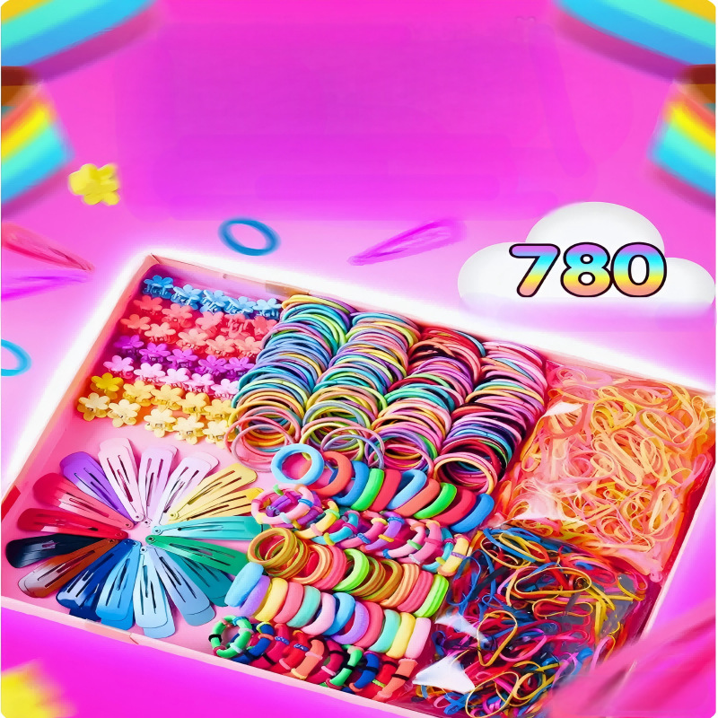 Explosiones transfronterizas para niños anillos de cabello color no dañando banda de cabello desechable banda de gota de agua clip caja de regalo al por mayor