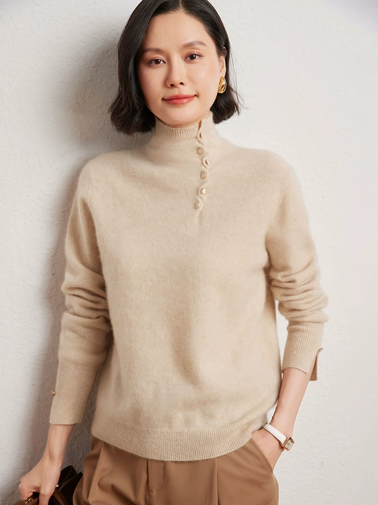 Demi-season base knitted woolen sweater, oversize