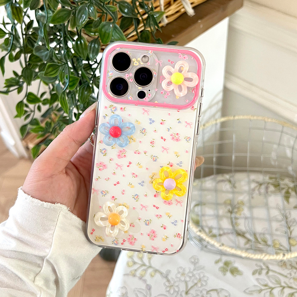 奶油碎花适用iPhone17少女心手机壳苹果16/15透明软壳防摔境界壳