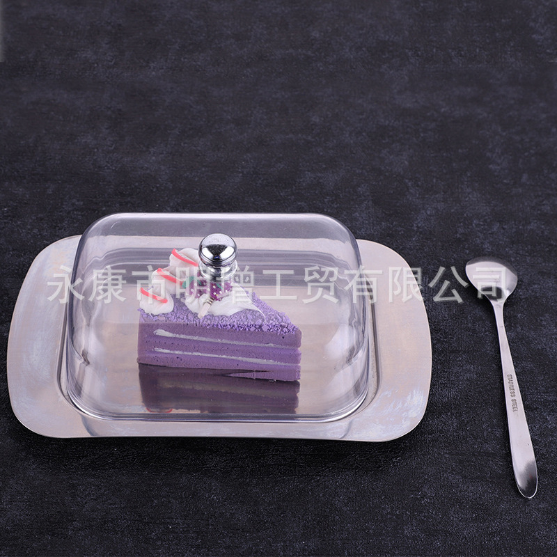 Caja de mantequilla de acero inoxidable especial transfronterizo restaurante Caja de mantequilla plato de merienda caja de queso Placa de aislamiento crujiente