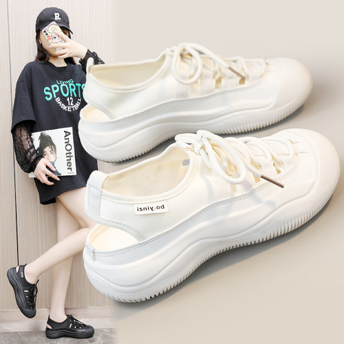XF801新款小白鞋女鞋2023夏透气增高凉鞋休闲镂空鞋板鞋时尚百搭