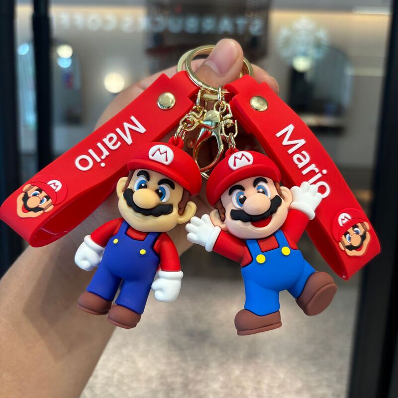 Mario Cartoon Keychain 3D Figurine Women's Bag Pendant Car Keychain Fun Trendy Cute Toy