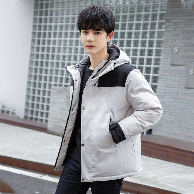 Nuevo invierno de los hombres abajo Chaqueta corta color matching casual espesado caliente al aire libre Ropa trabajo y las mujeres mismo abrigo