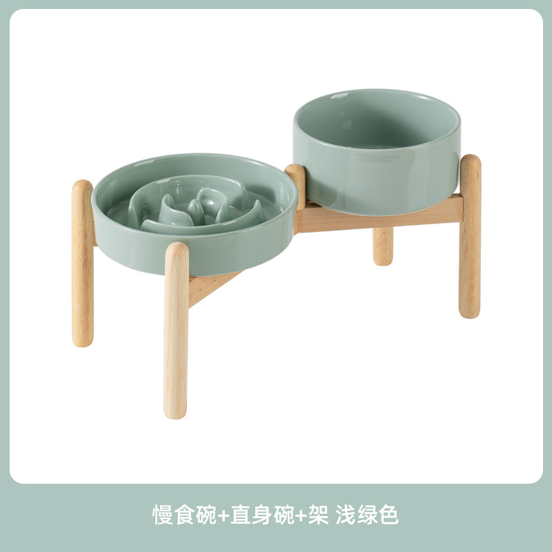 Tazón de cerámica para perros y gatos para mascotas, cuello para perros y cachorros pequeños y medianos, anti-derrumbe, anti-asfixia, tazón de alimentación lenta, tazón de alimentación lenta transfronterizo