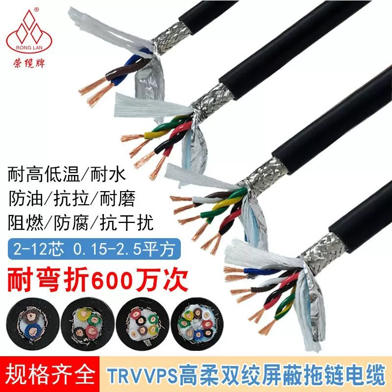 高柔性拖链双绞屏蔽线TRVVPS24681012芯抗干扰数控机床电缆线特种