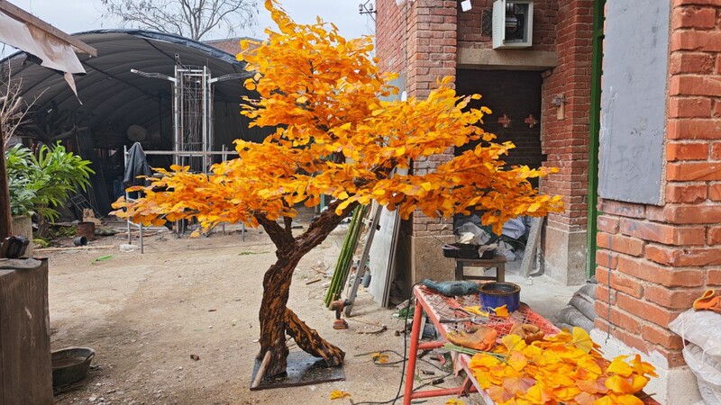 Artificial Ginkgo Tree, Fake Peach Blossom Tree, Wish Tree, Green Plant, Artificial Flower Background Decoration Prop, High-Quality Artificial Cherry Blossom Tree