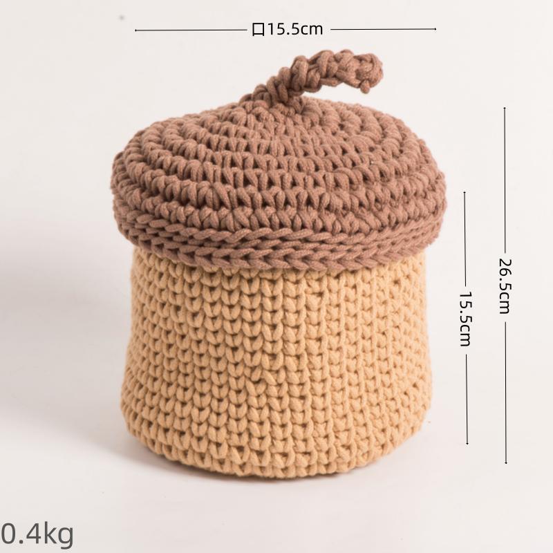 Cestas de almacenamiento tejidas a mano cuerdas de algodón gancho tejido plantas en maceta decoración de escritorio pequeñas decoraciones cosméticas cesta de almacenamiento