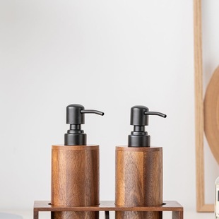 Walnut Wooden Emulsion Tank Hotel Essence Oil Bottle Pressing Shampoo Bath Gel Tank Pressing Lotion Split Empty Bottle