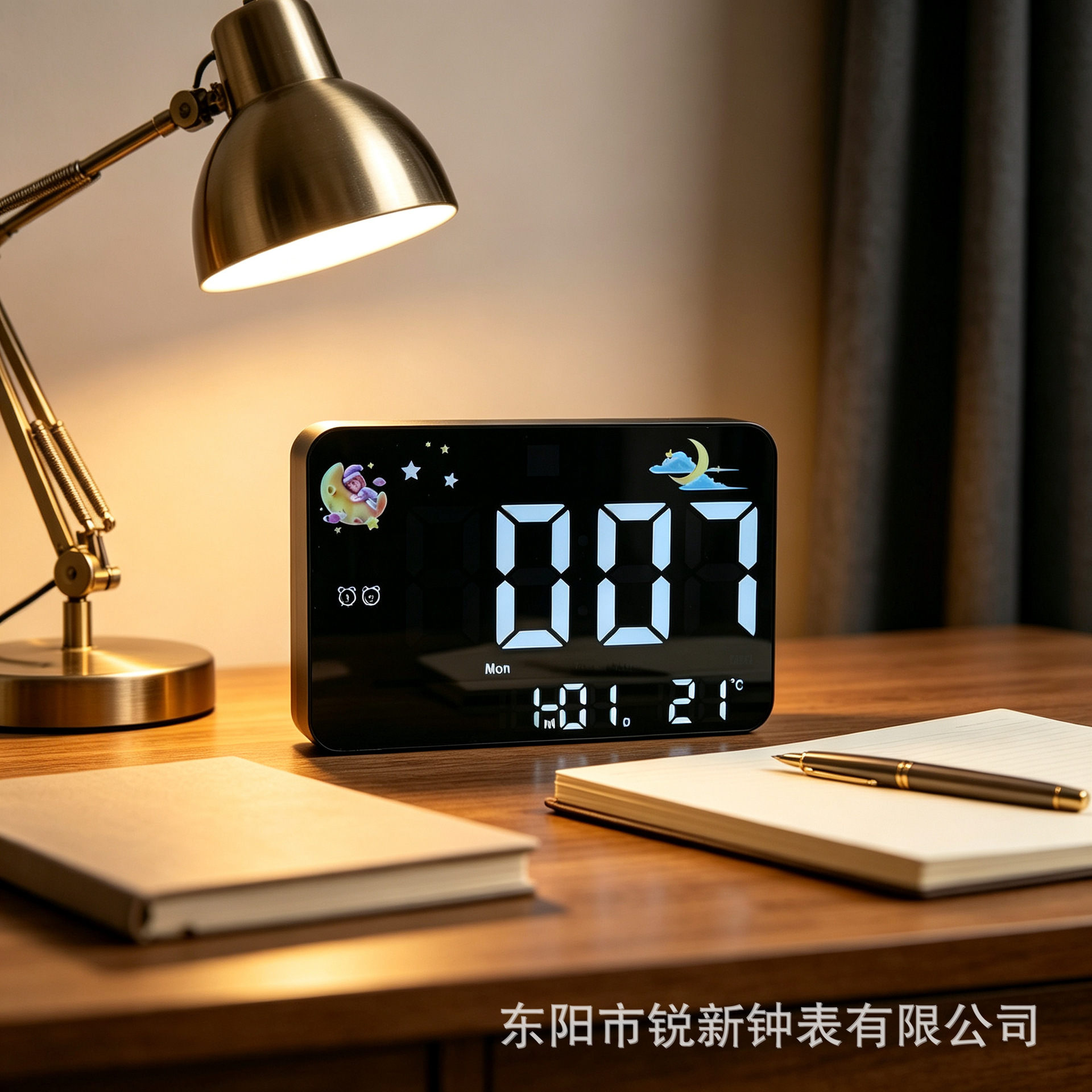 Reloj de espejo creativo más vendido de Amazon, reloj multifuncional con pantalla LED de temperatura, diseño simple con indicador del día de la semana 2715