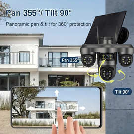 四镜头无线WiFi双目监控摄像头360度旋转追踪连手机远程高清夜视
